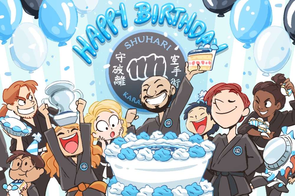 Shuhari Self Defence students celebrating the club's birthday