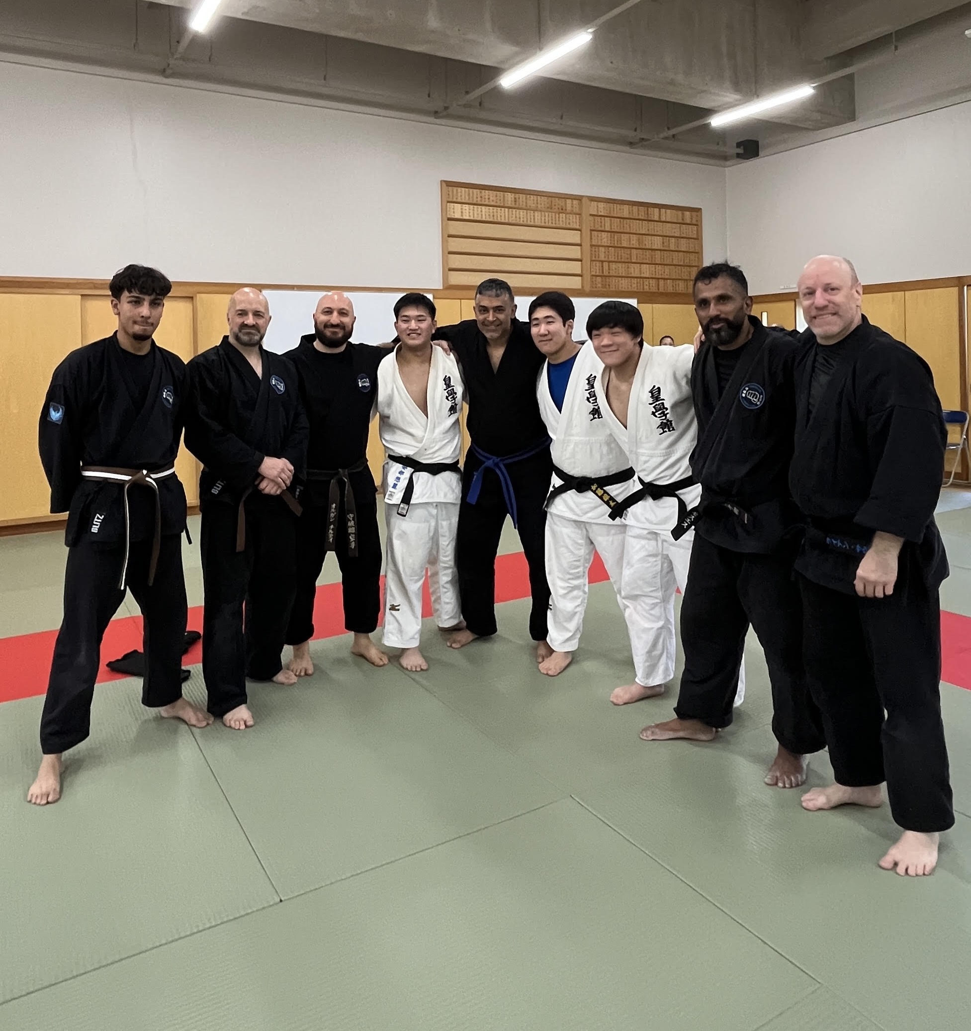 Shuhari instructors team in Japan training in a Judo club.