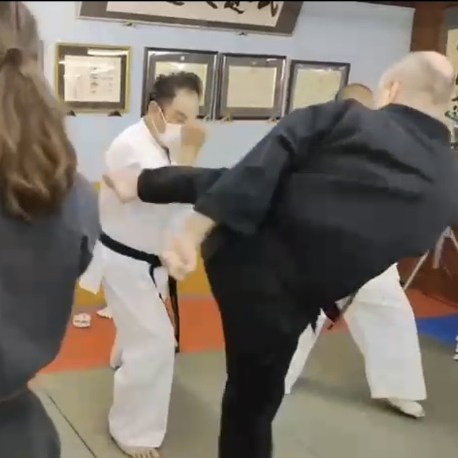 Brian Southon of Shuhari Self Defence Cippenham doing karate conditioning in Ichinomiya Japan Brian Southon of Shuhari Self Defence Cippenham doing karate conditioning in Ichinomiya Japan