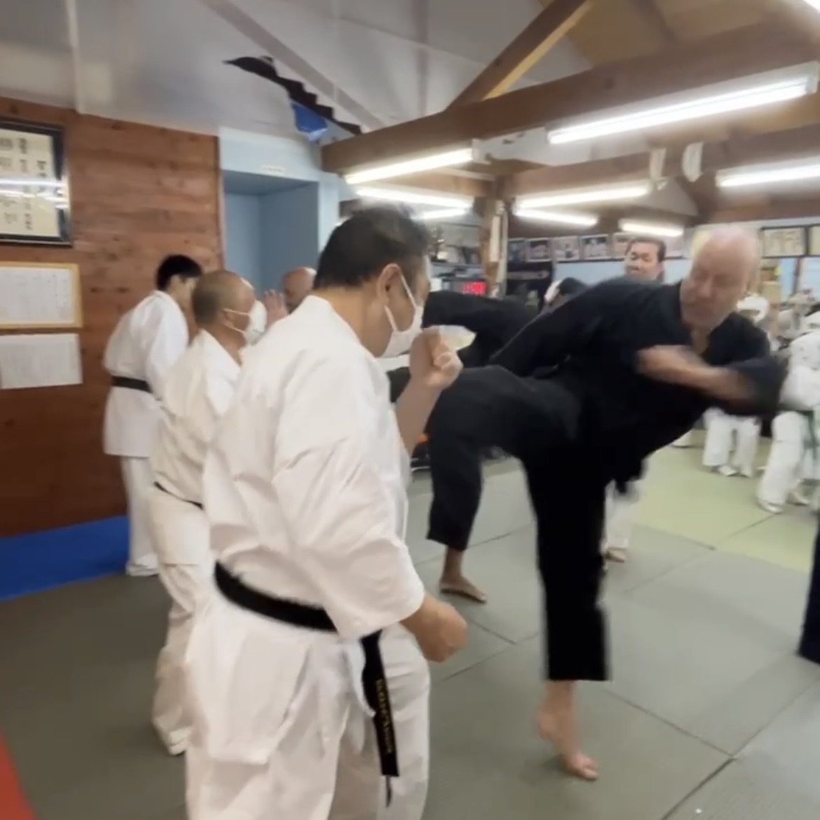 Brian Southon of Shuhari Self Defence Cippenham practicing karate basics in Ichinomiya Japan Brian Southon of Shuhari Self Defence Cippenham practicing karate basics in Ichinomiya Japan