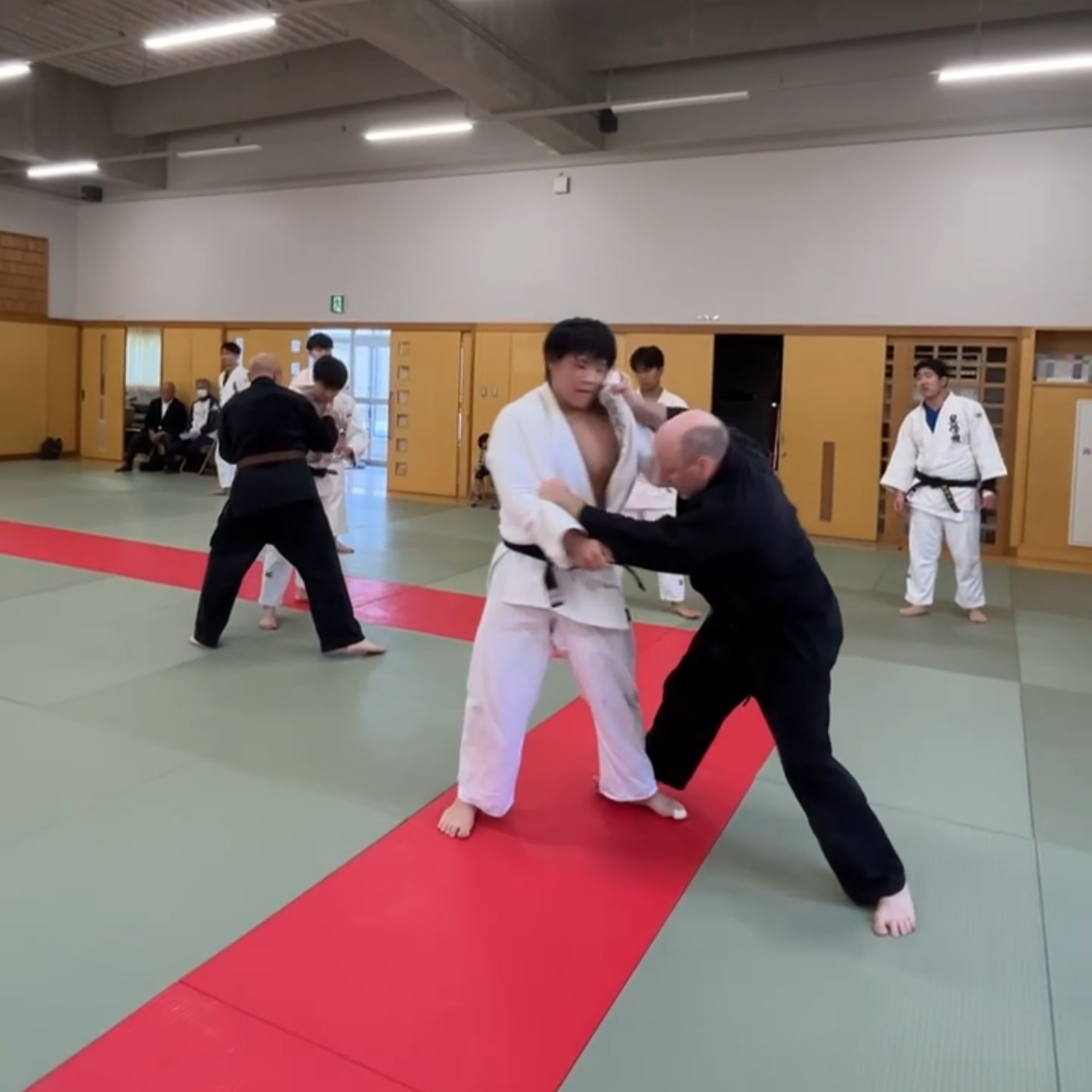 Brian Southon of Shuhari Self Defence Cippenham practicing Judo sparring Randori in Kogakkan school Japan