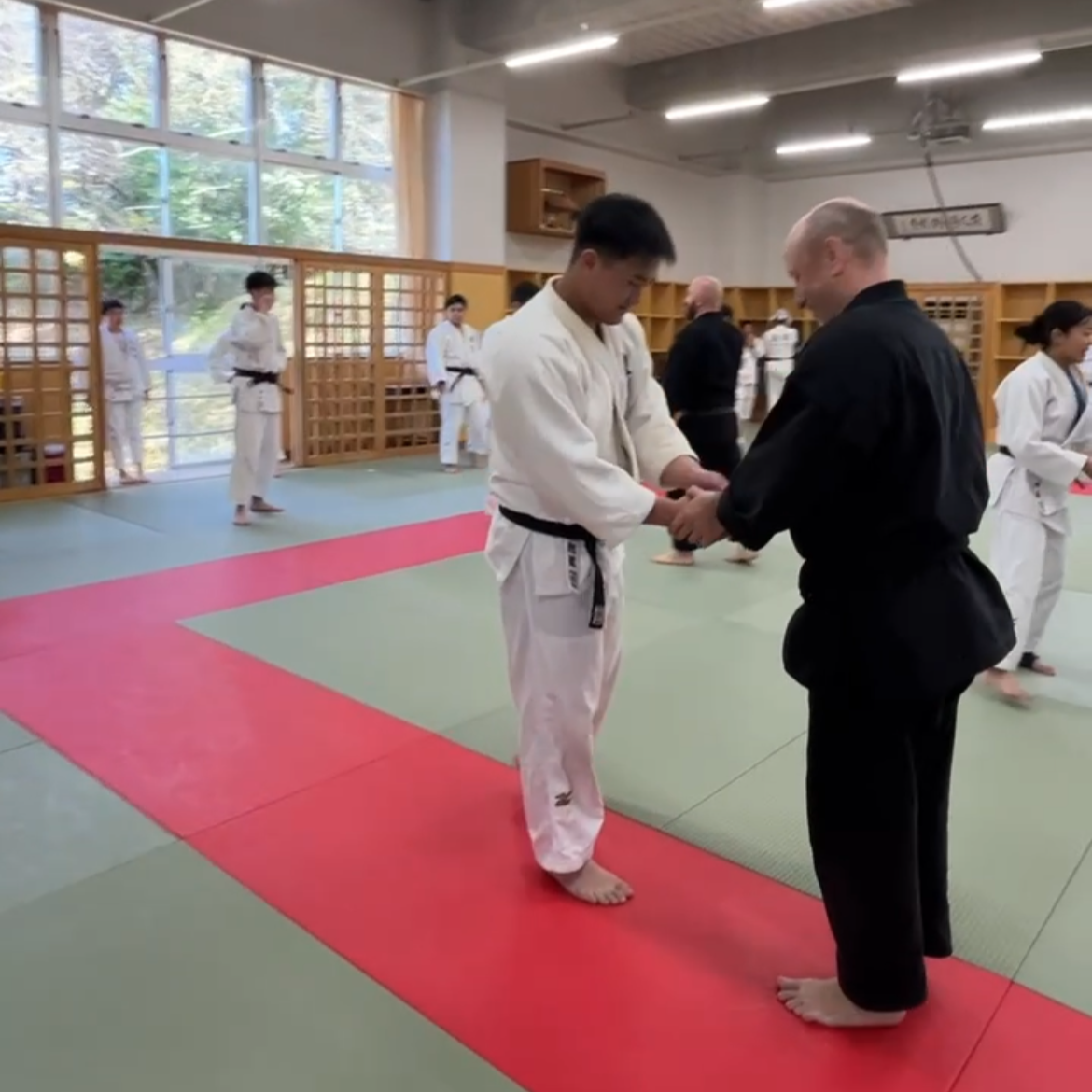 Brian Southon of Shuhari Self Defence Cippenham practising Judo in Kogakkan school Japan