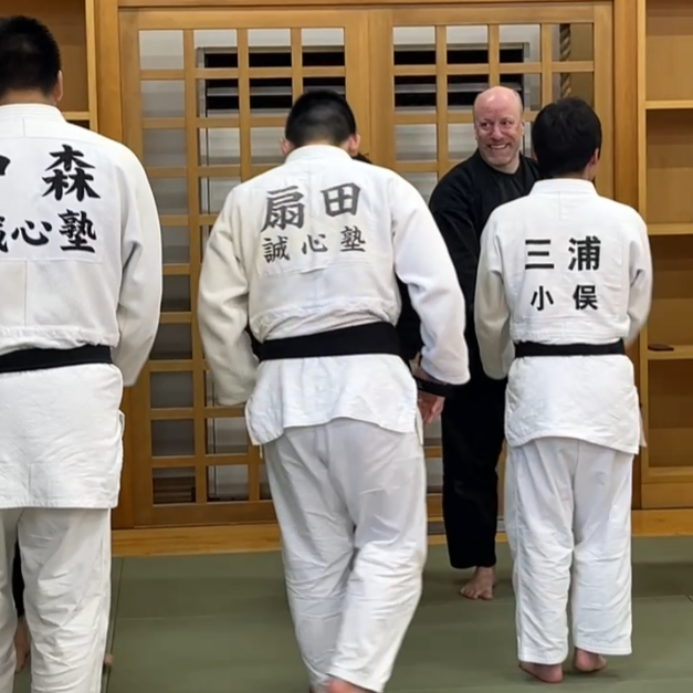 Brian Southon of Shuhari Self Defence Cippenham with Judo students in Kogakkan school Japan Brian Southon of Shuhari Self Defence Cippenham with Judo students in Kogakkan school Japan