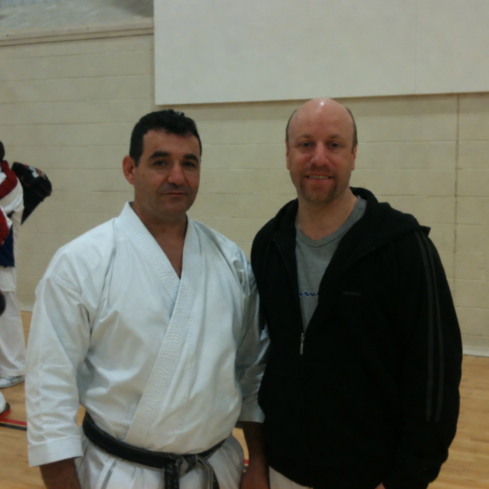 Brian Southon of Shuhari Self Defence Cippenham learning traditional karate from Stacey Karetsian Sensei [7th Dan Gojuryu & Gojukai Karate]