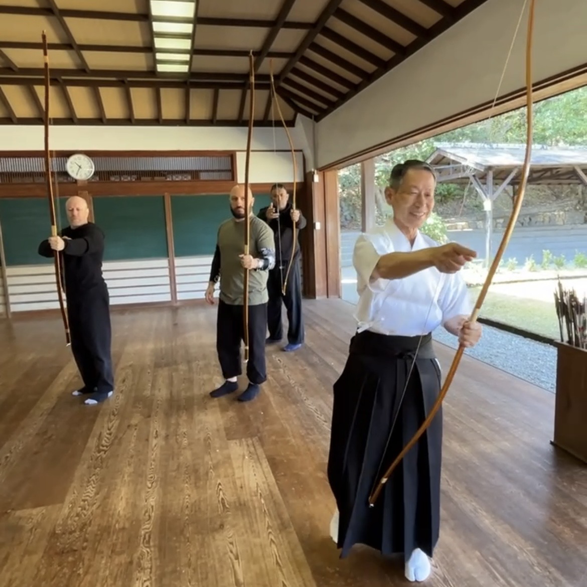 Brian Southon of Shuhari Self Defence Cippenham practicing traditional Japanese archery in Japan Brian Southon of Shuhari Self Defence Cippenham practicing traditional Japanese archery in Japan