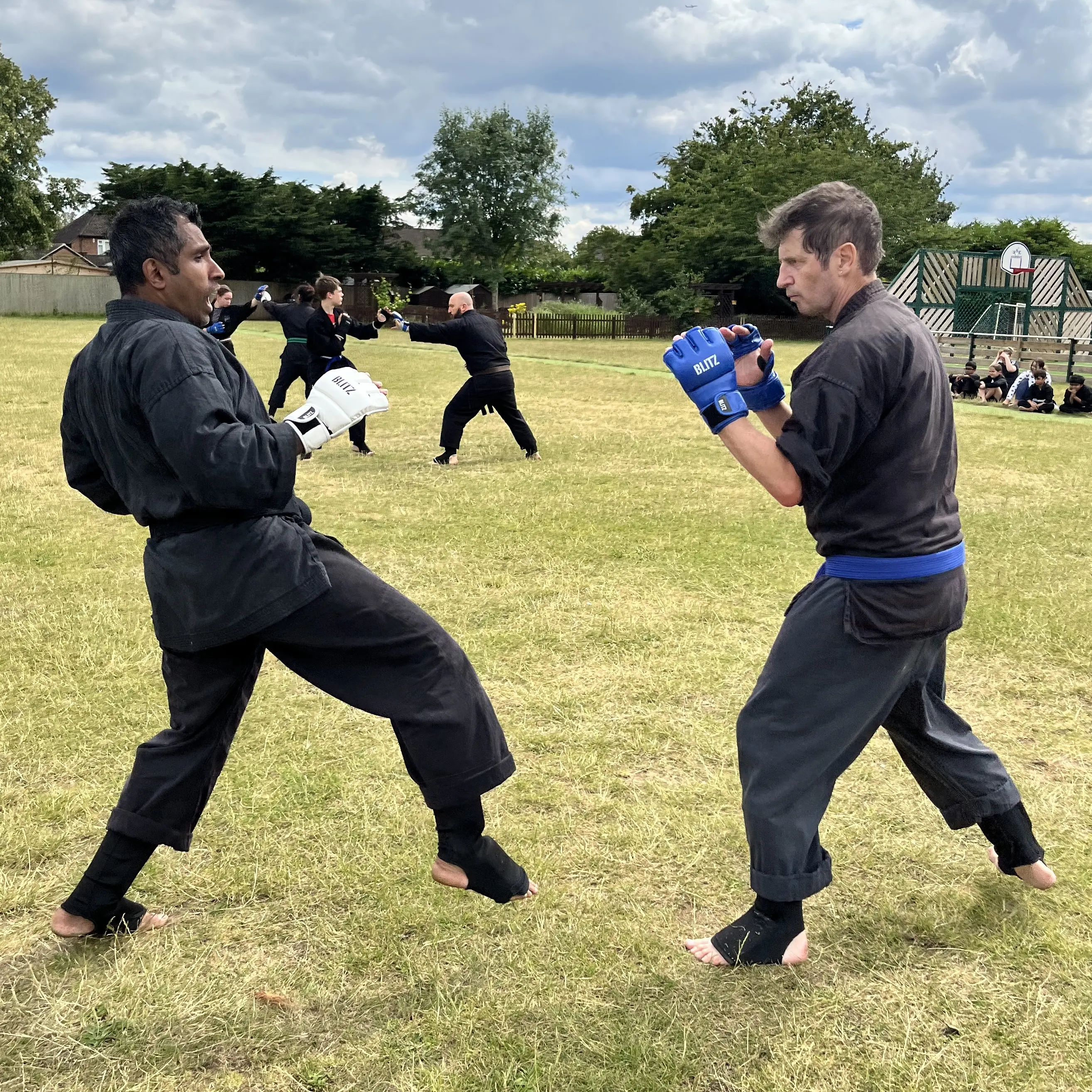 John Moses of Shuhari Self Defence Bracknell sparring in a karate lesson