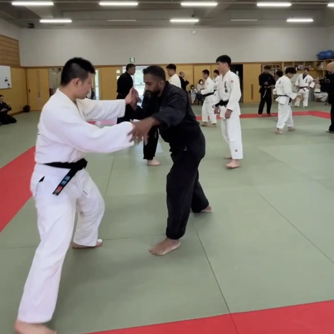 John Moses of Shuhari Self Defence Bracknell learning Judo in Kogakkan school Japan from Matsuda Taku Sensei