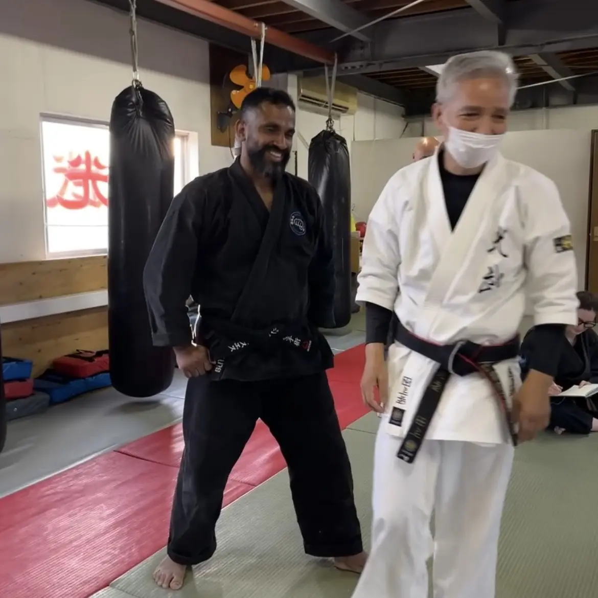 John Moses of Shuhari Self Defence Bracknell learning Karate in Ise Japan from Nobuya Tagami Sensei [9th Dan Karate of Tomarite Origin]