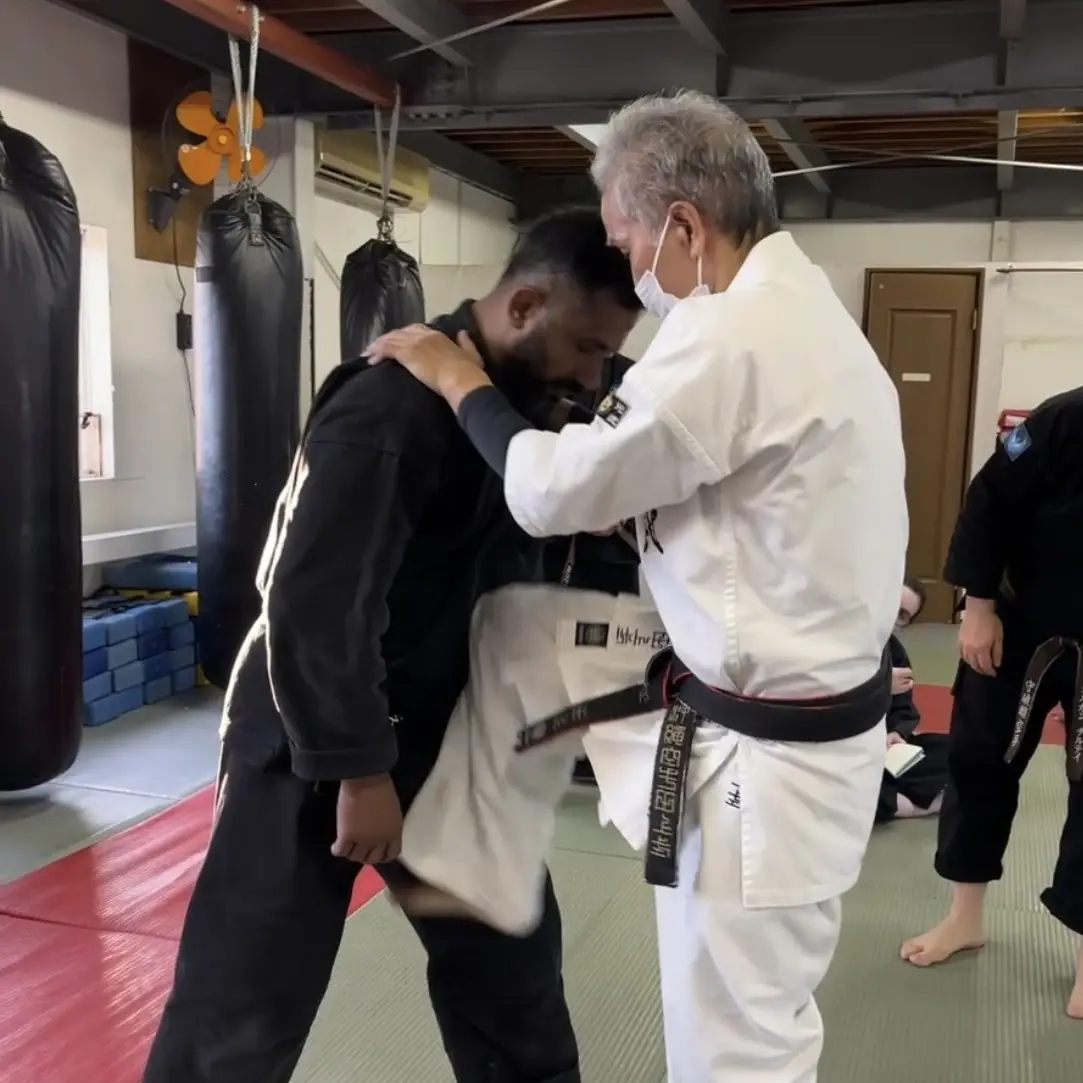 John Moses of Shuhari Self Defence Bracknell learning Karate in Ise Japan from Nobuya Tagami Sensei [9th Dan Karate of Tomarite Origin]