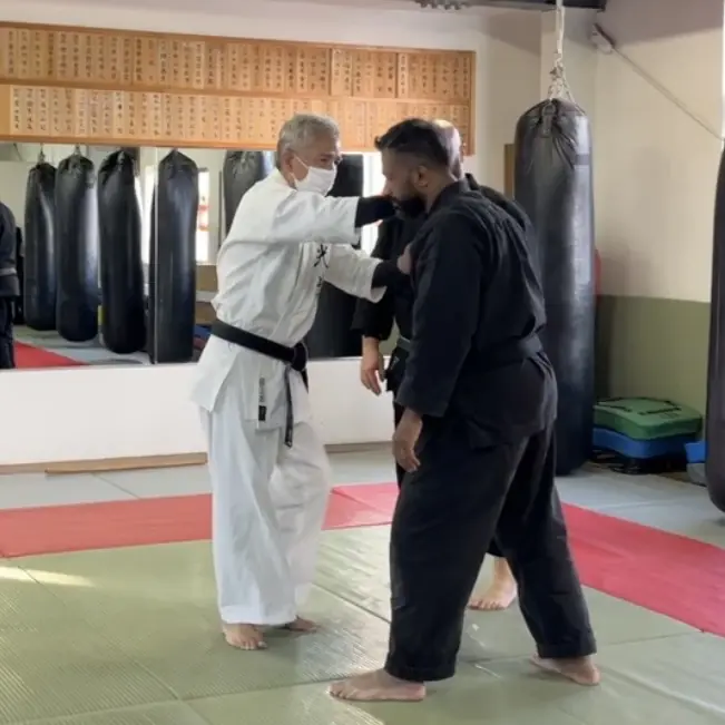 John Moses of Shuhari Self Defence Bracknell learning Karate in Ise Japan from Nobuya Tagami Sensei [9th Dan Karate of Tomarite Origin]
