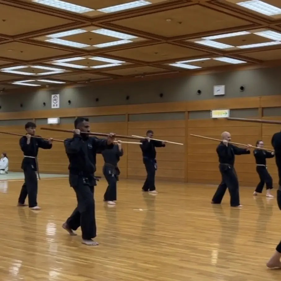 John Moses of Shuhari Self Defence Bracknell learning Karate & Kobudo in Nagoya Japan from Hideki Yamada Sensei [9th Dan Shorin-Ryu Karate]