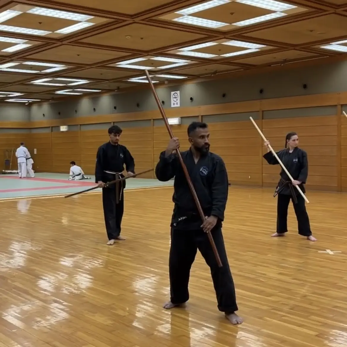 John Moses of Shuhari Self Defence Bracknell learning Karate & Kobudo in Nagoya Japan from Hideki Yamada Sensei [9th Dan Shorin-Ryu Karate]