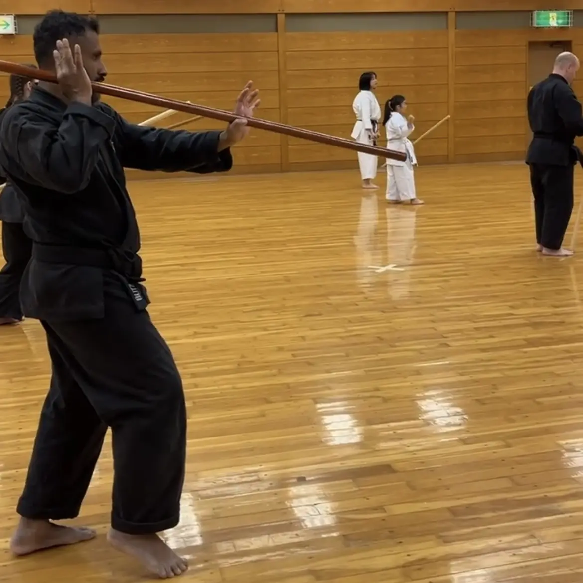 John Moses of Shuhari Self Defence Bracknell learning Karate & Kobudo in Nagoya Japan from Hideki Yamada Sensei [9th Dan Shorin-Ryu Karate]