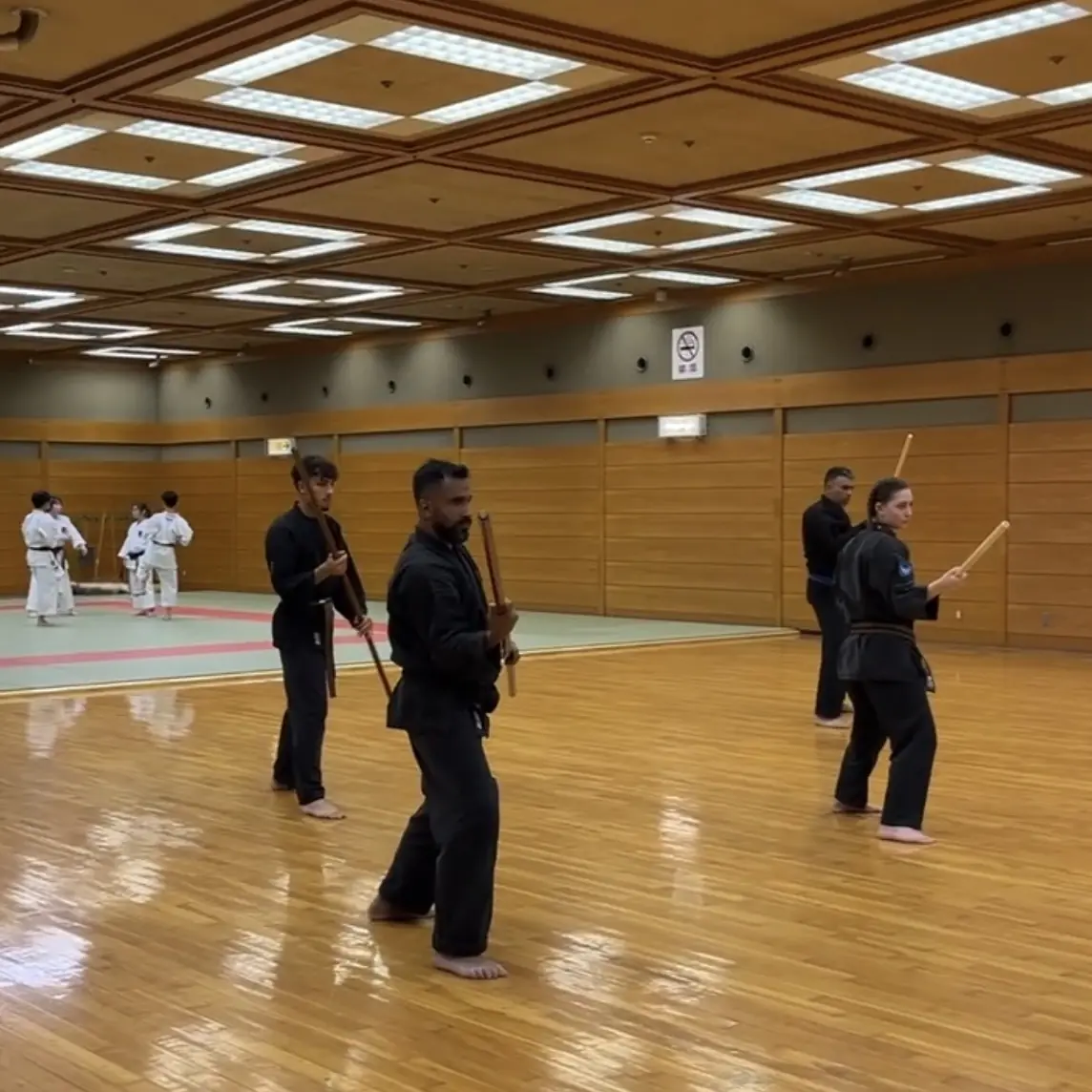 John Moses of Shuhari Self Defence Bracknell learning Karate & Kobudo in Nagoya Japan from Hideki Yamada Sensei [9th Dan Shorin-Ryu Karate]