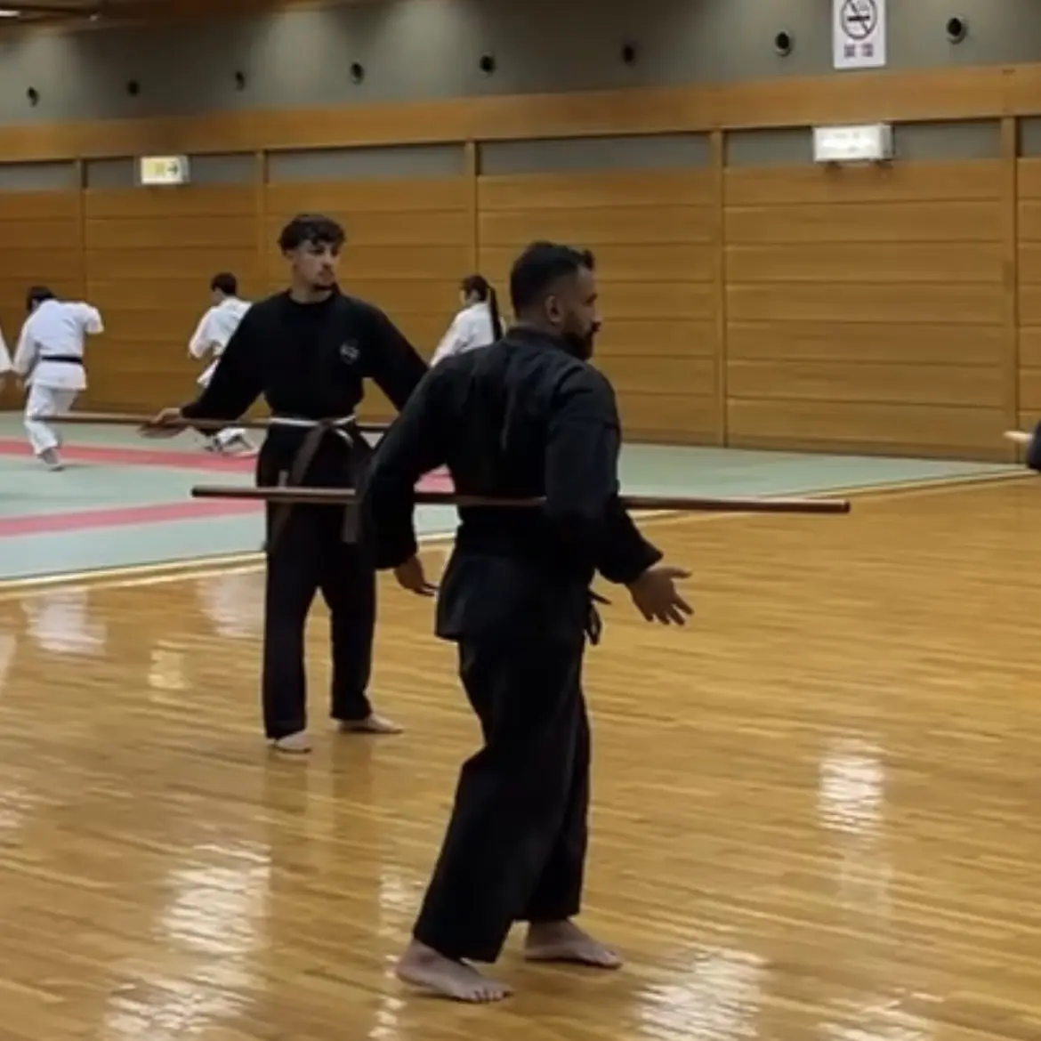 John Moses of Shuhari Self Defence Bracknell learning Karate & Kobudo in Nagoya Japan from Hideki Yamada Sensei [9th Dan Shorin-Ryu Karate]