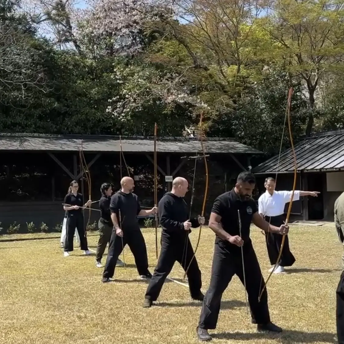 John Moses of Shuhari Self Defence Bracknell learning traditional Japanese archery in Mie Prefecture Japan from Urano Yuji Sensei [7th Dan Kyudo]