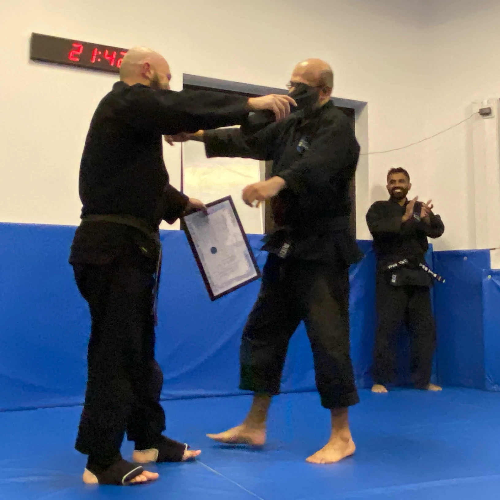 Majid Khalid of Shuhari Self Defence Slough graded to his Shodan black belt in karate by his instructor Olgun Tiltay Majid Khalid of Shuhari Self Defence Slough graded to his Shodan black belt in karate by his instructor Olgun Tiltay