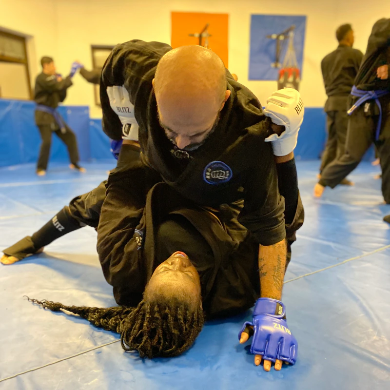 Majid Khalid of Shuhari Self Defence Slough sparring in an MMA session